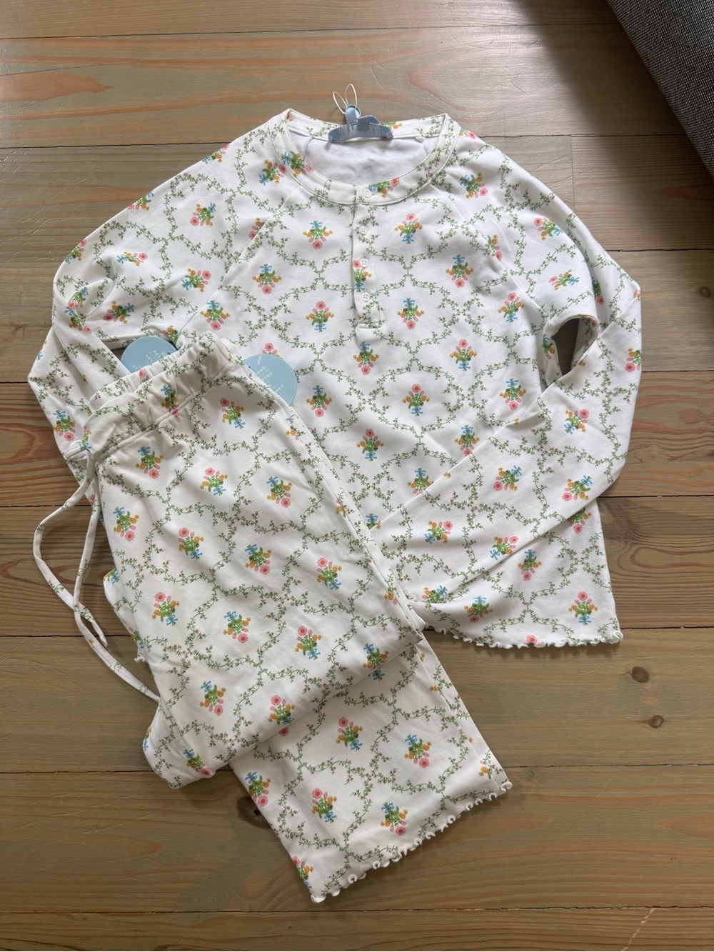 NWT Hill House The Olivia Pant Pajama Set in Pastel Trellis